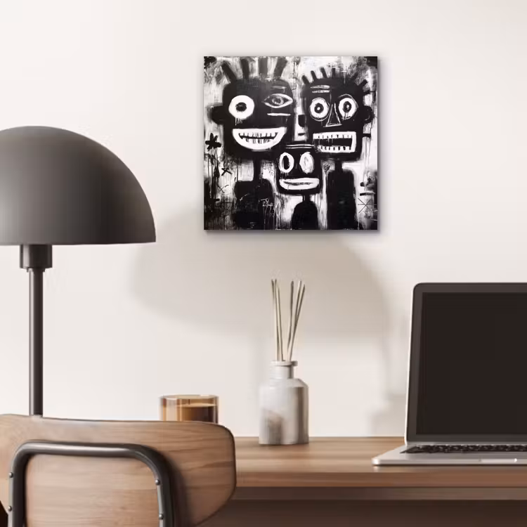 Schilderij - Figuren - Zwart - Abstract aluminium wit klein -sfeer5