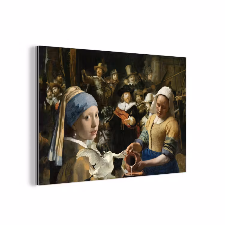Schilderij - Oude Meesters - Zwaan aluminium wit klein -3d