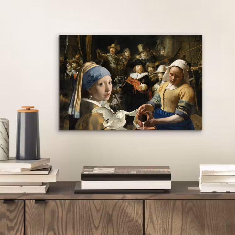 Schilderij - Oude Meesters - Zwaan aluminium wit klein -sfeer1