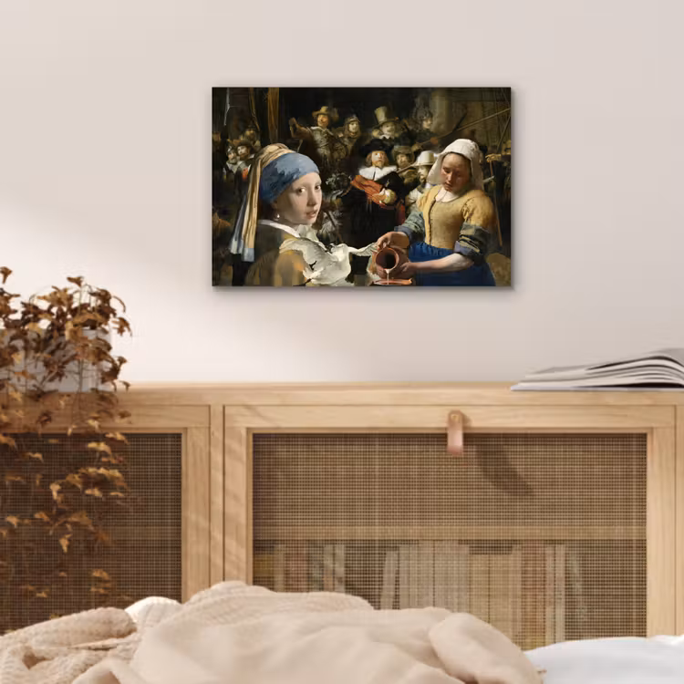 Schilderij - Oude Meesters - Zwaan aluminium wit klein -sfeer3