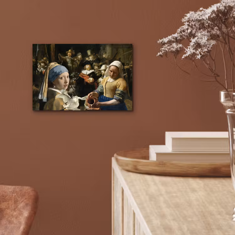 Schilderij - Oude Meesters - Zwaan aluminium wit klein -sfeer4