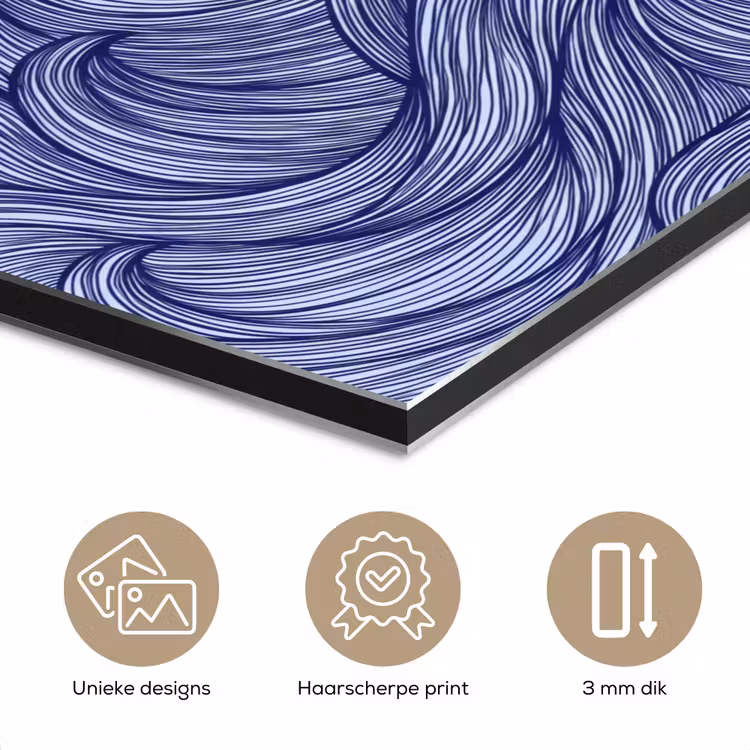 Schip - Golven - Zee - Illustratie - Blauw aluminium wit klein -closeup_NL