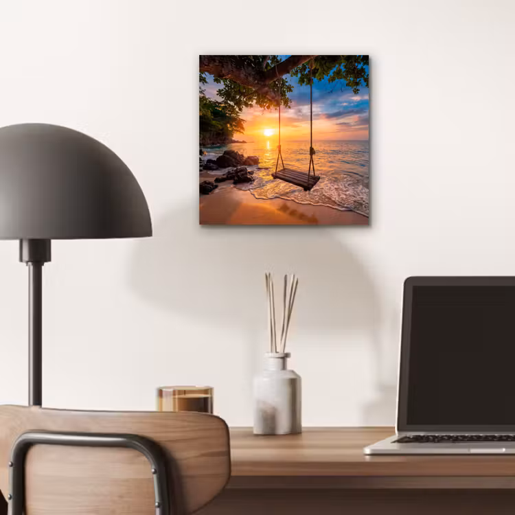 Schommel - Strand - Zonsondergang - Natuur - Oranje aluminium wit klein -sfeer5