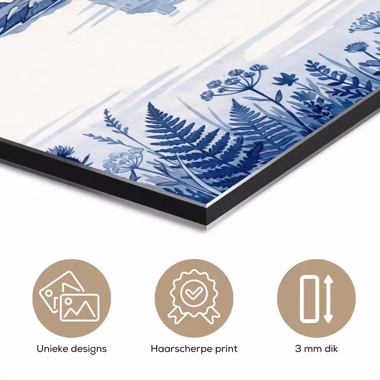 Schots - Kasteel - Blauw - Aquarel aluminium wit klein -closeup_NL