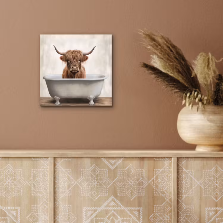 Schotse hooglander - Bad - Badkamer - Badkuip - Bruin - Horens aluminium wit klein -sfeer4