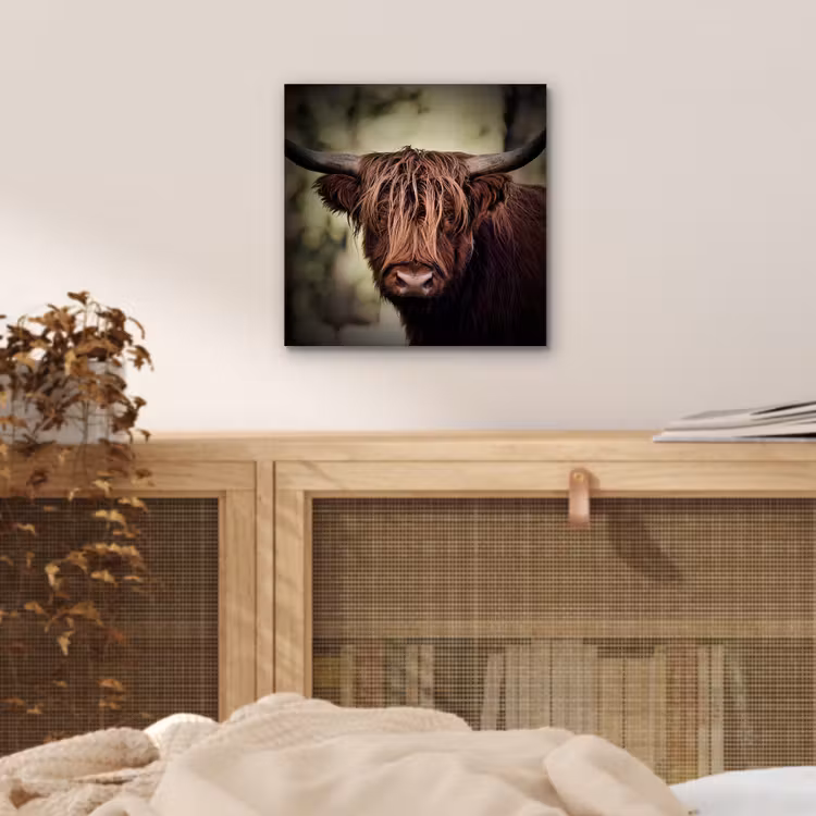 Schotse hooglander - Licht - Portret - Natuur aluminium wit klein -sfeer3