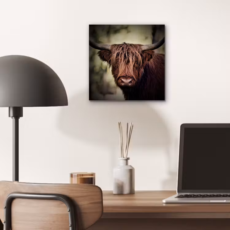 Schotse hooglander - Licht - Portret - Natuur aluminium wit klein -sfeer5