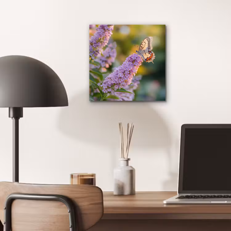 Sierlijke - Vlinder - Paarse - Bloemen aluminium wit klein -sfeer5