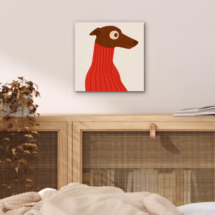 Silhouet - Hond - Trui - Rood aluminium wit klein -sfeer3