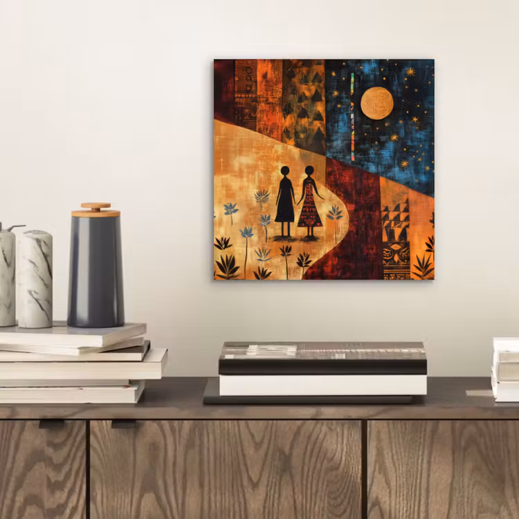 Silhouetten - Abstract - Zon - Maan aluminium wit klein -sfeer1