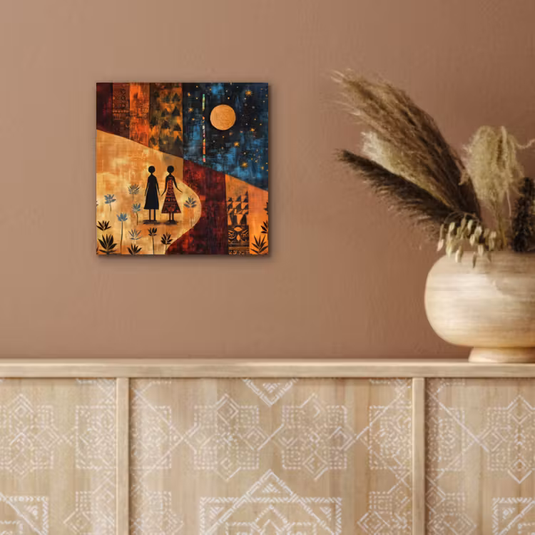 Silhouetten - Abstract - Zon - Maan aluminium wit klein -sfeer4