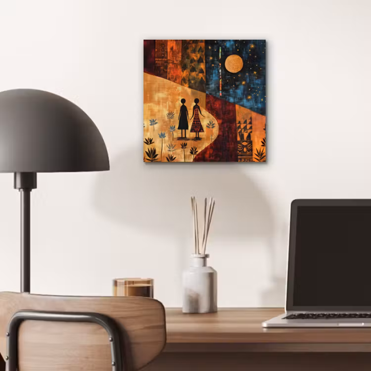 Silhouetten - Abstract - Zon - Maan aluminium wit klein -sfeer5