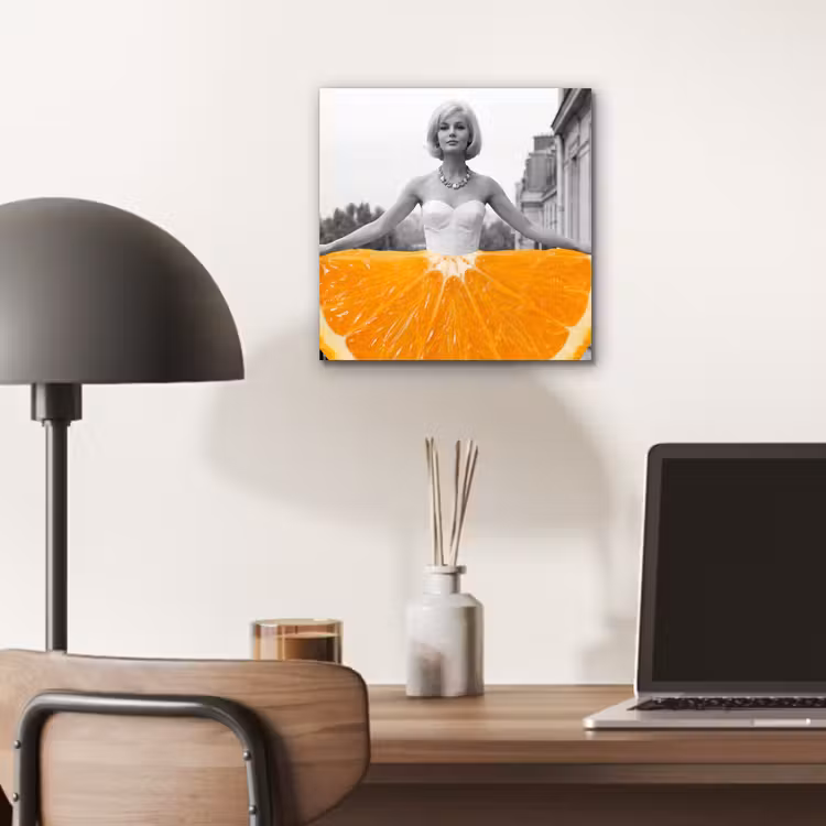 Sinaasappel - Eiffeltoren - Vrouw aluminium wit klein -sfeer5