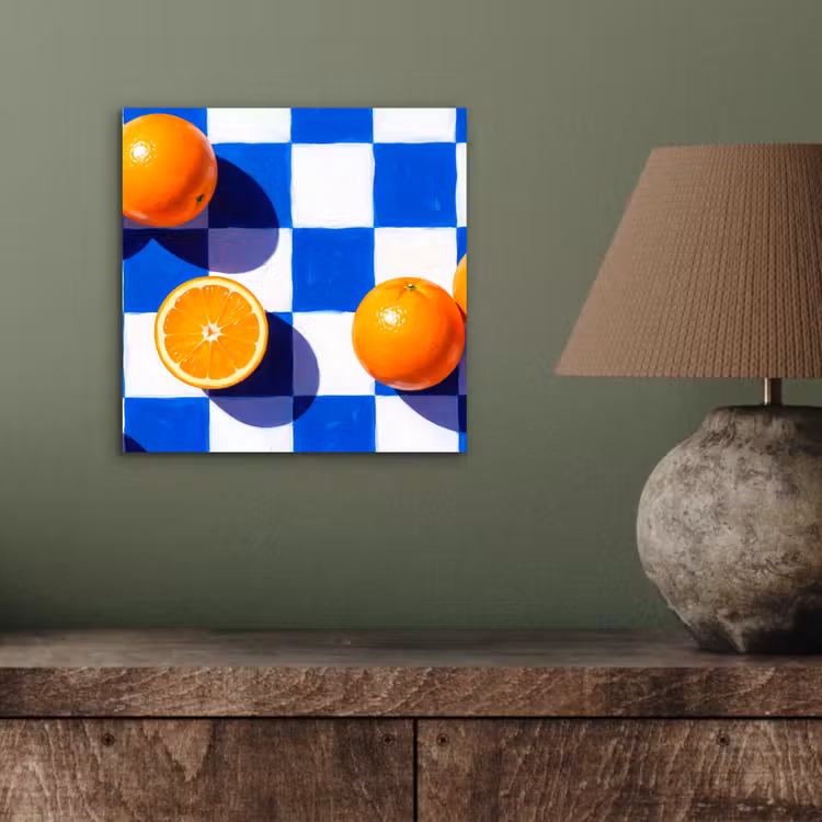 Aluminium schilderij - Sinaasappel - Geruit - Eten — 3