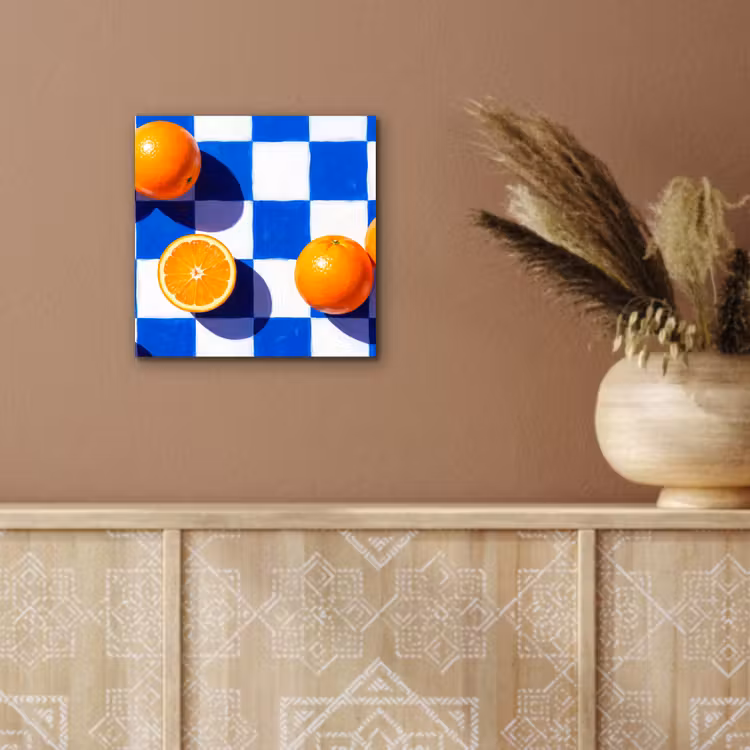 Aluminium schilderij - Sinaasappel - Geruit - Eten — 5