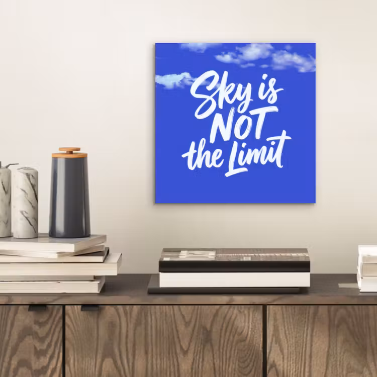 Sky is not the limit - Blauwe lucht - Wolken aluminium wit klein -sfeer1
