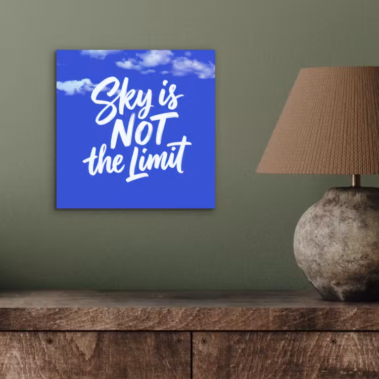 Sky is not the limit - Blauwe lucht - Wolken aluminium wit klein -sfeer2