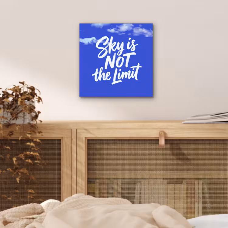 Sky is not the limit - Blauwe lucht - Wolken aluminium wit klein -sfeer3