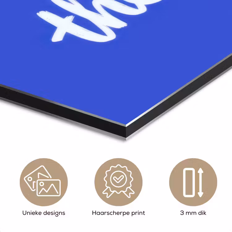 Sky is not the limit - Blauwe lucht - Wolken aluminium wit klein -closeup_NL