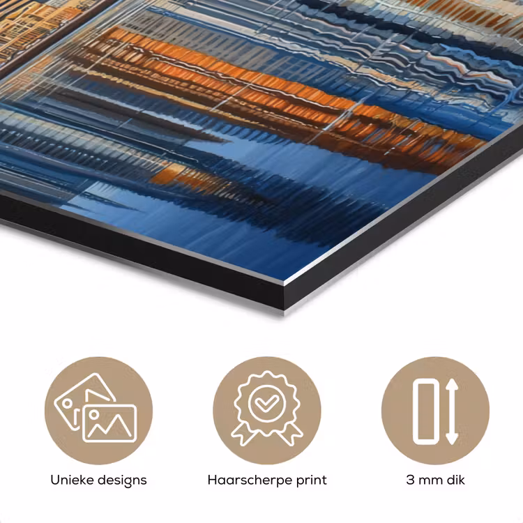 Skyline - Wolkenkrabbers - Water - Blauw aluminium wit klein -closeup_NL