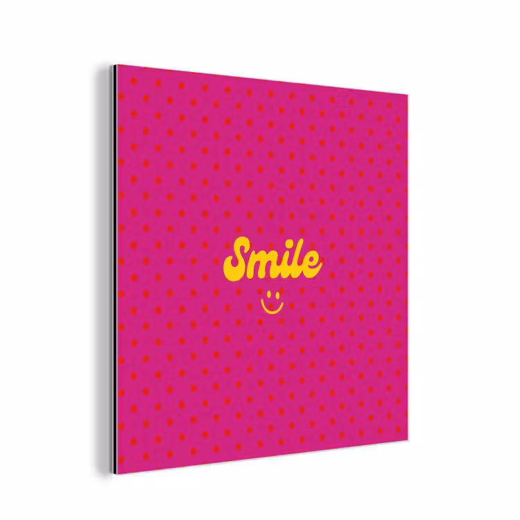 Smile - Stippen - Geel - Smiley - Roze aluminium wit klein -3d