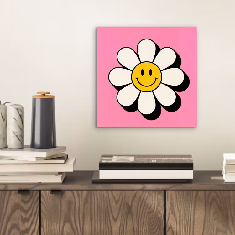 Smiley - Bloem - Roze aluminium wit klein -sfeer1