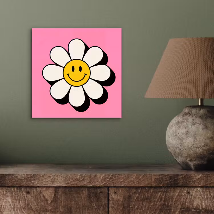 Smiley - Bloem - Roze aluminium wit klein -sfeer2