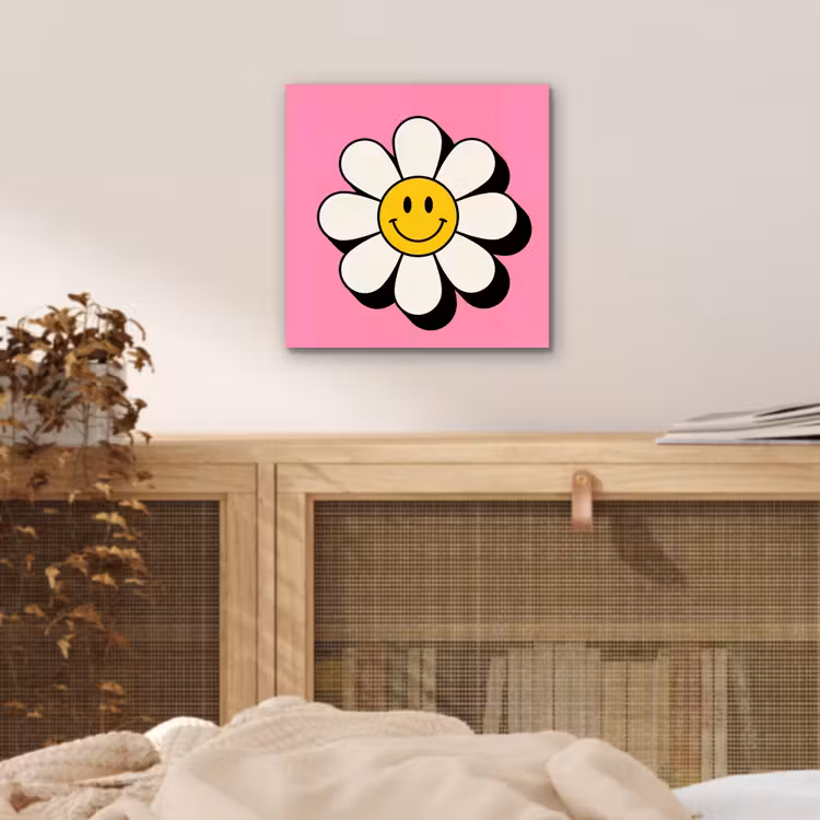 Smiley - Bloem - Roze aluminium wit klein -sfeer3