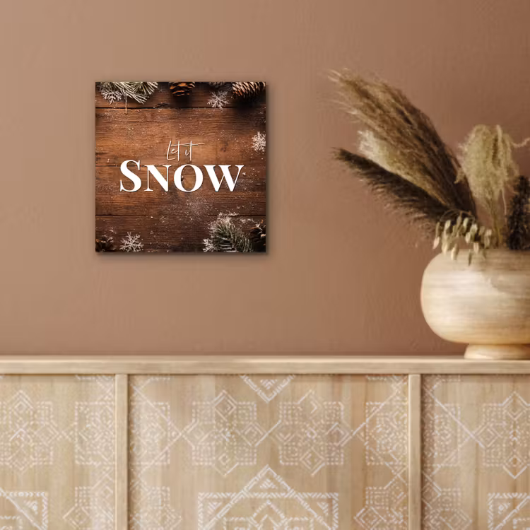 Sneeuw - Houtlook - Quote - Let it snow aluminium wit klein -sfeer4