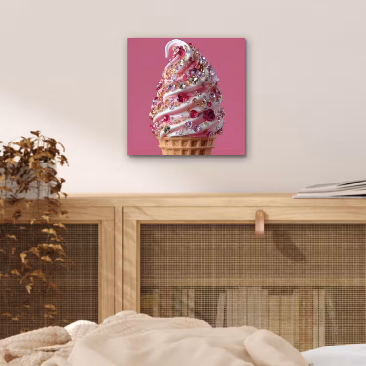 Softijs - Edelstenen - Roze - Hoorntje aluminium wit klein -sfeer3
