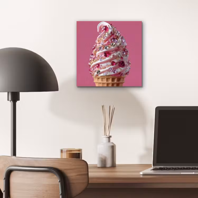 Softijs - Edelstenen - Roze - Hoorntje aluminium wit klein -sfeer5
