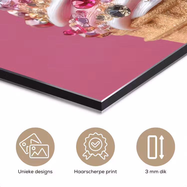 Softijs - Edelstenen - Roze - Hoorntje aluminium wit klein -closeup_NL