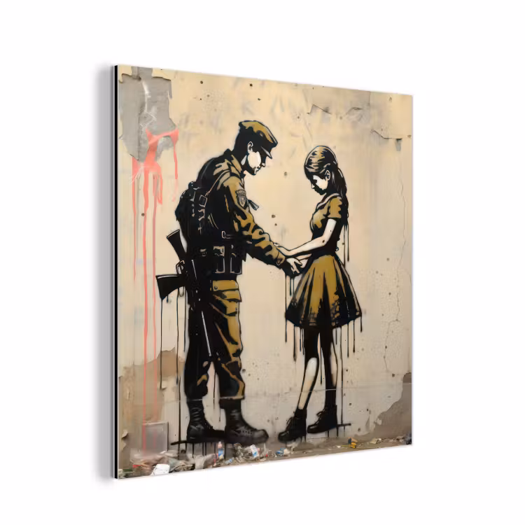 Soldaat - Meisje - Bruin - Graffiti aluminium wit klein -3d