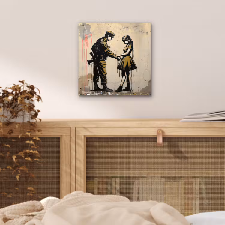 Soldaat - Meisje - Bruin - Graffiti aluminium wit klein -sfeer3