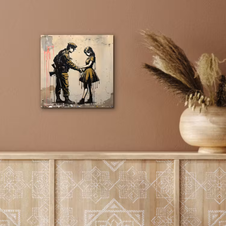 Soldaat - Meisje - Bruin - Graffiti aluminium wit klein -sfeer4