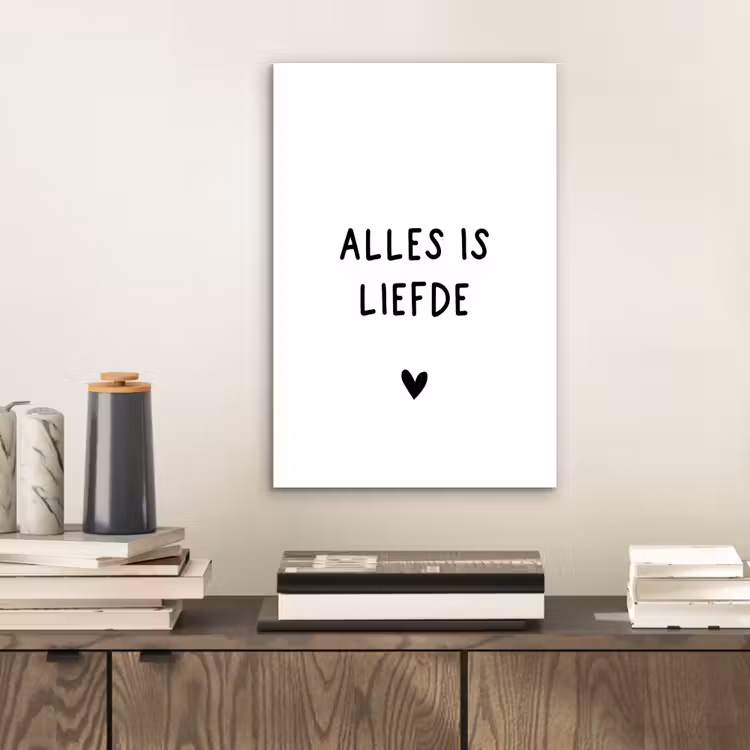 Spreuken - Alles is liefde - Quotes - Bløf aluminium wit klein -sfeer1