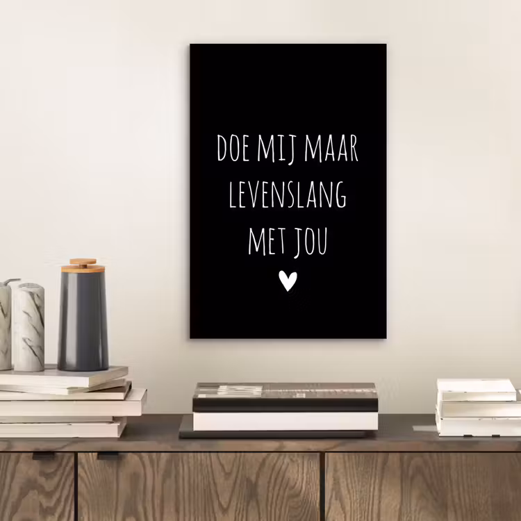Spreuken - Doe mij maar levenslang met jou - Quotes aluminium wit klein -sfeer1