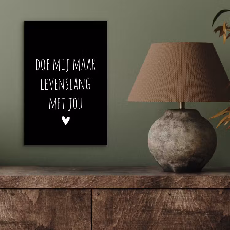 Spreuken - Doe mij maar levenslang met jou - Quotes aluminium wit klein -sfeer2