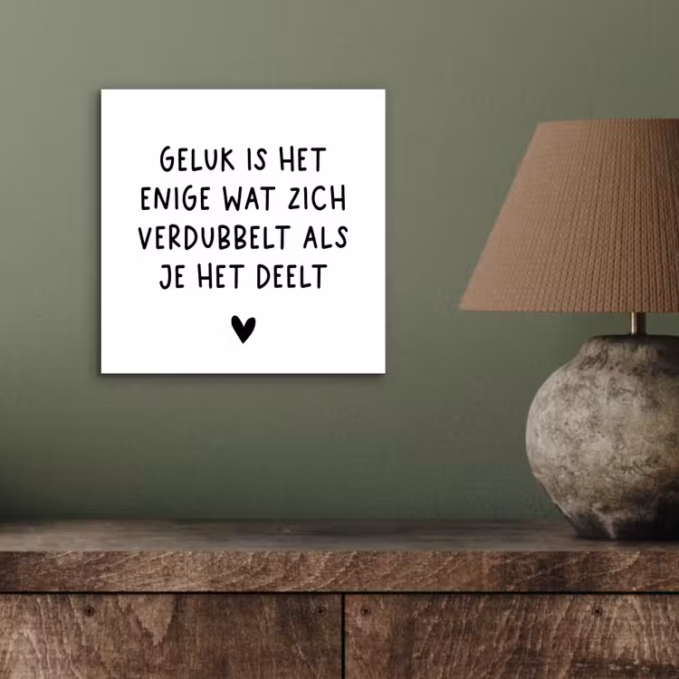 Spreuken - Geluk is het enige wat zich verdubbelt - Quotes aluminium wit klein -sfeer2