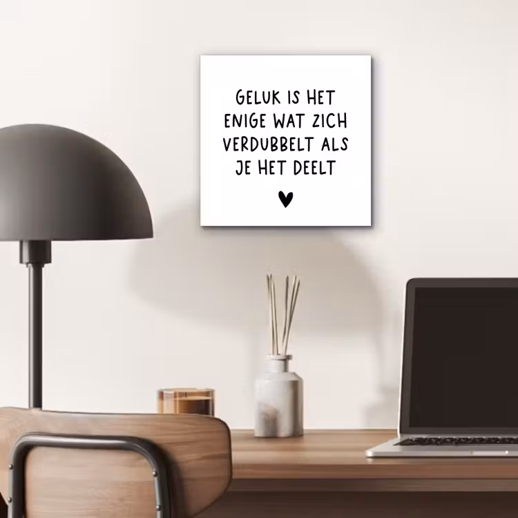 Spreuken - Geluk is het enige wat zich verdubbelt - Quotes aluminium wit klein -sfeer5