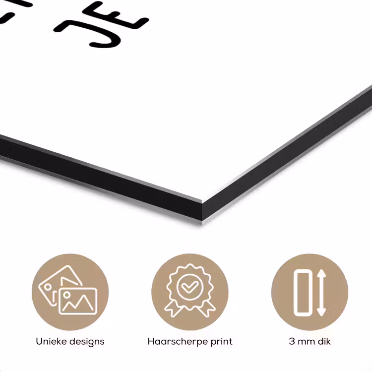 Spreuken - Geluk is het enige wat zich verdubbelt - Quotes aluminium wit klein -closeup_NL