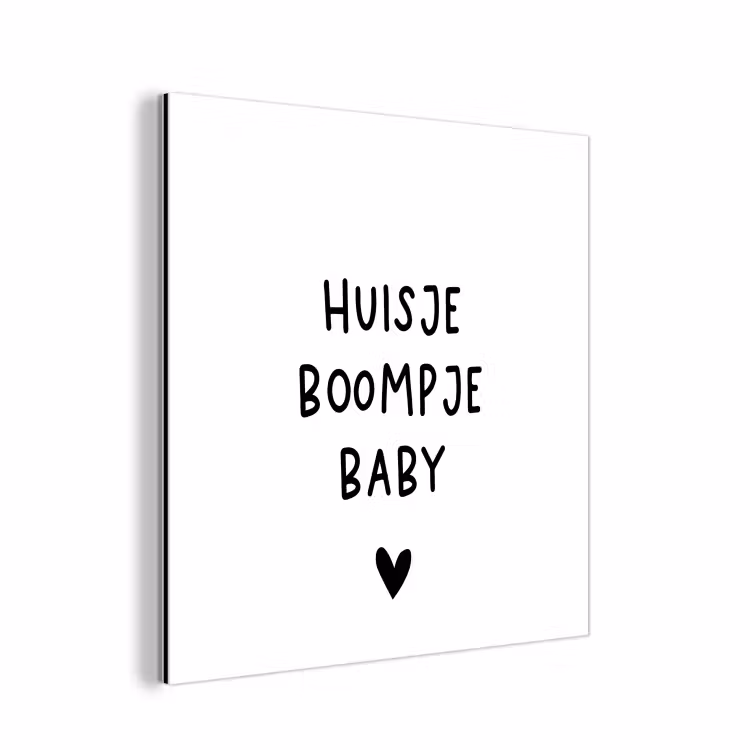 Spreuken - Huisje boompje baby - Quotes aluminium wit klein -3d
