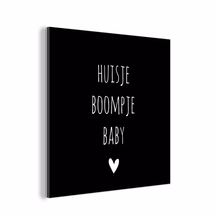 Spreuken - Huisje boompje baby - Quotes aluminium wit klein -3d