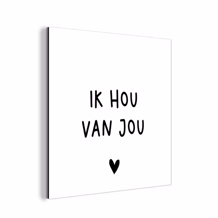 Spreuken - Ik hou van jou - Quotes aluminium wit klein -3d