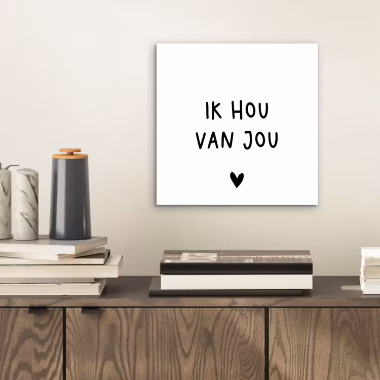 Spreuken - Ik hou van jou - Quotes aluminium wit klein -sfeer1
