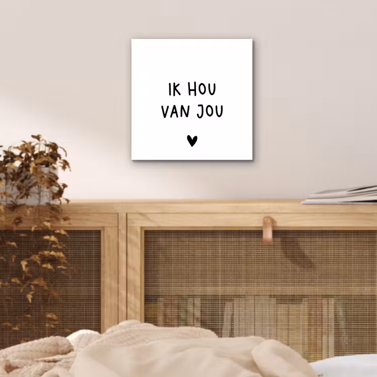 Spreuken - Ik hou van jou - Quotes aluminium wit klein -sfeer3