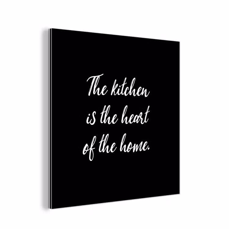 Spreuken - Koken - Thuis - The kitchen is the heart of the home - Quotes aluminium wit klein -3d