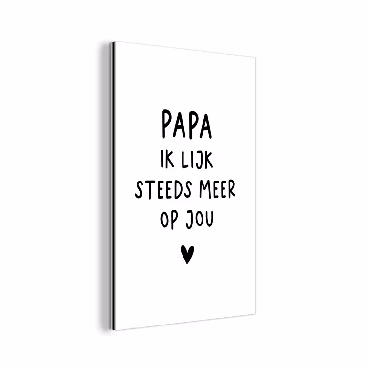 Spreuken - Papa - Papa ik lijk steeds meer op jou - Quotes - Stef Bos aluminium wit klein -3d