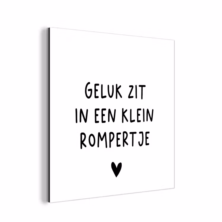 Spreuken - Quotes - Geluk zit in een klein rompertje aluminium wit klein -3d