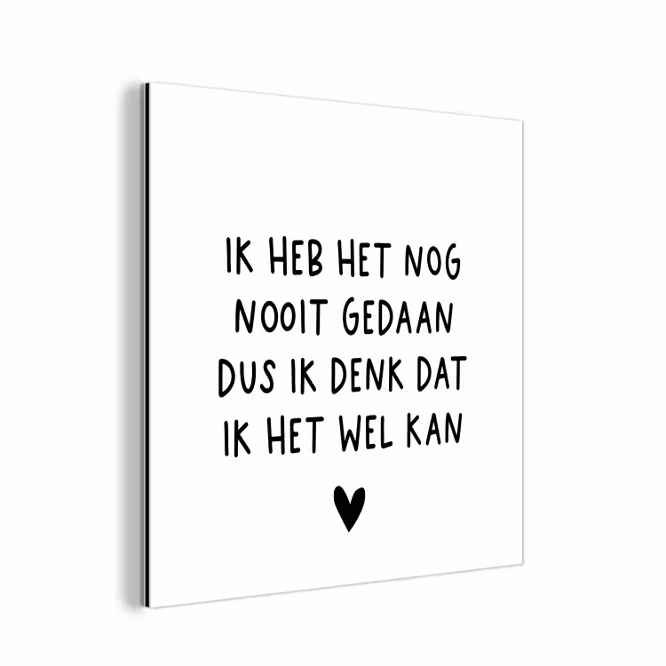 Spreuken - Quotes - Ik heb het nog nooit gedaan dus aluminium wit klein -3d